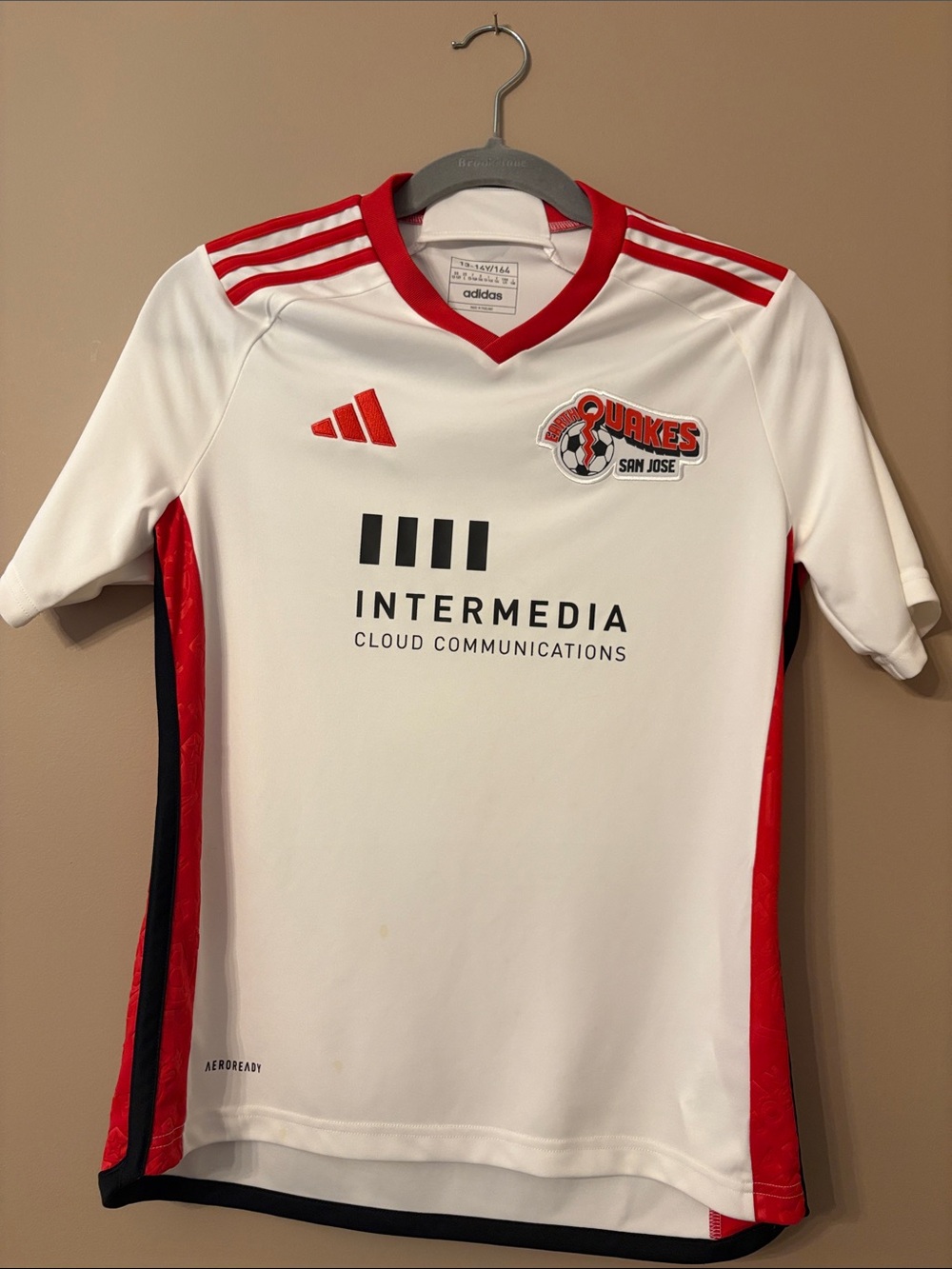 adidas White & Red San Jose Quakes Soccer Jersey